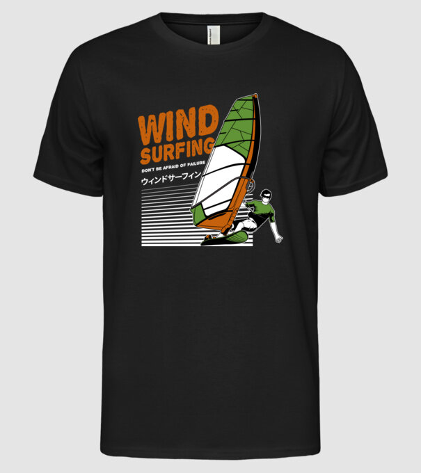 Wind Surf model negru pe tricou