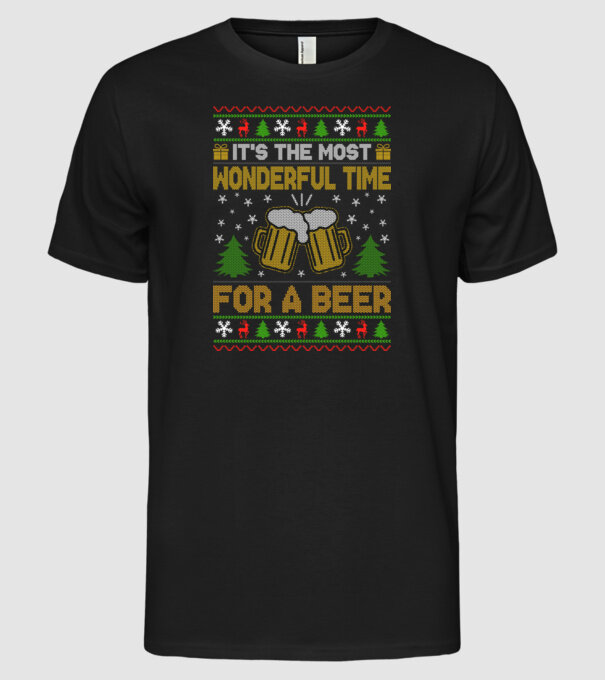 Wonderful time for a beer model negru pe tricou