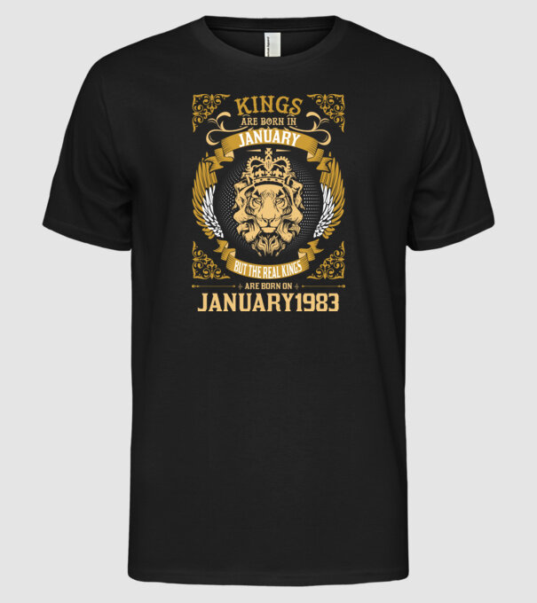 Ziua de naștere a Leului 1983 january model negru pe tricou