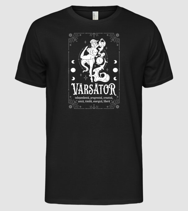 Zodiac femeie VĂRSĂTOR white model negru pe tricou