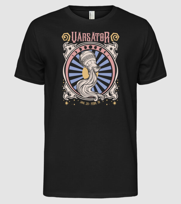Zodiac Vintage VĂRSĂTOR model negru pe tricou