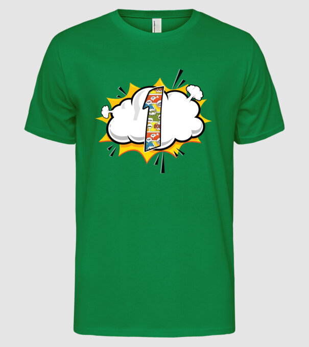 Birthday Comic Number 1 model verde pe tricou