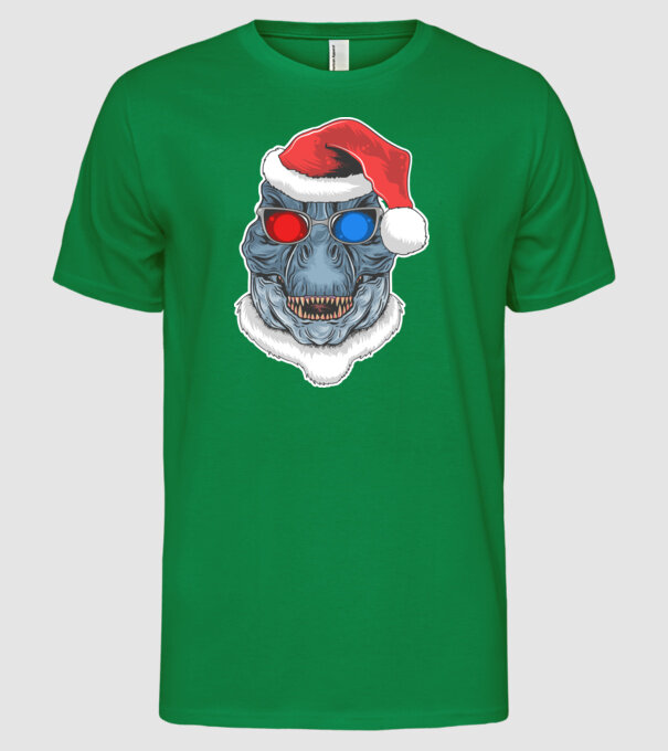 Santasaurus Rex model verde pe tricou
