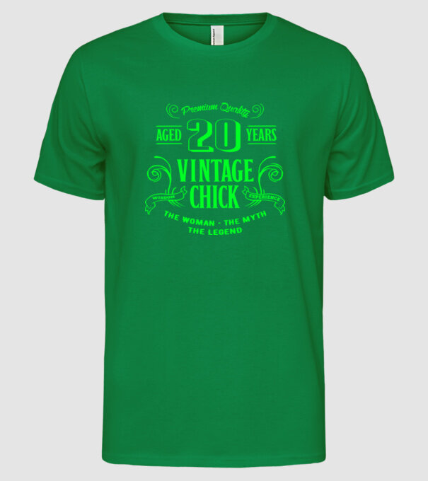 Vintage chick - 20 model verde pe tricou