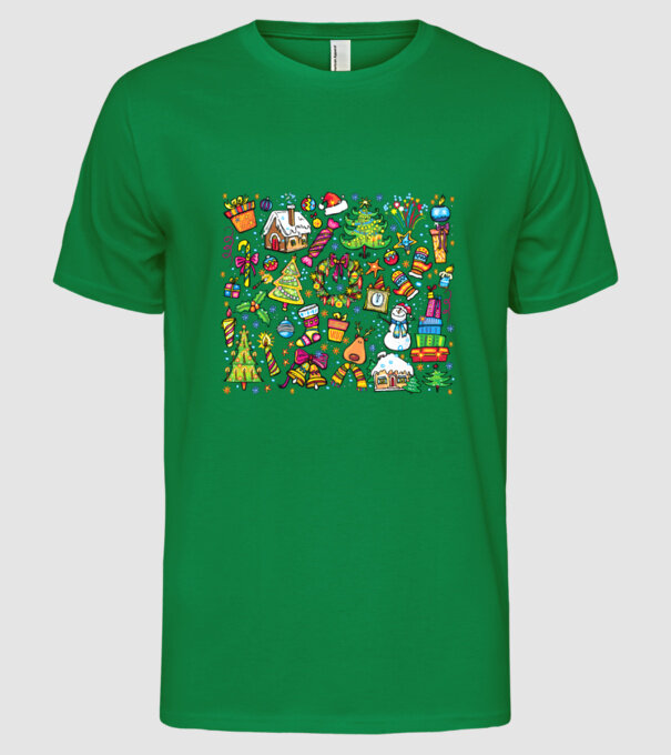Xmas elements model verde pe tricou