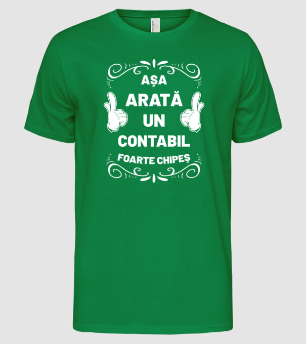 Așa arată un contabil foarte chipeș model verde pe tricou