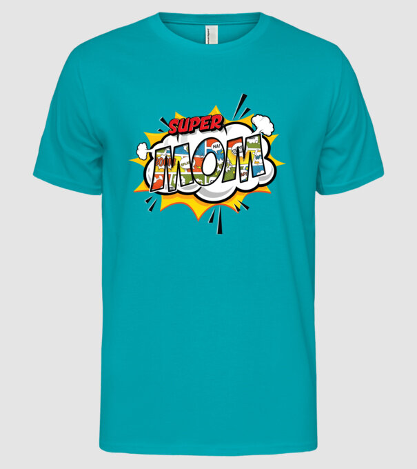 Comic Mom model turcoaz pe tricou