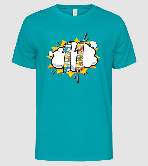 Birthday Comic Number 11 model turcoaz pe tricou