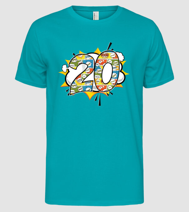 Birthday Comic Number 20 model turcoaz pe tricou