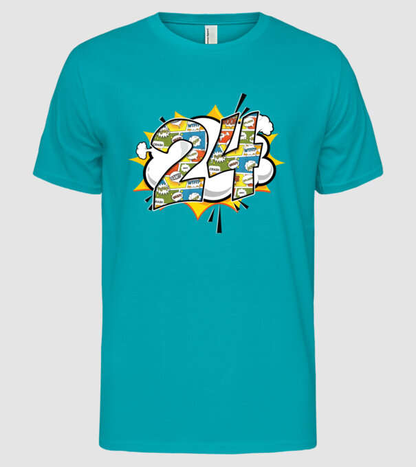 Birthday Comic Number 24 model turcoaz pe tricou