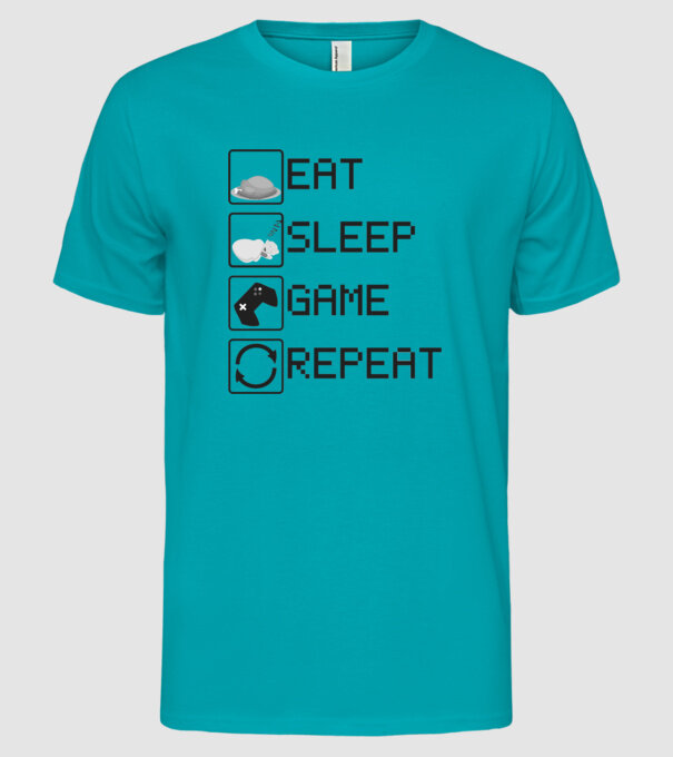 O zi de gamer model turcoaz pe tricou