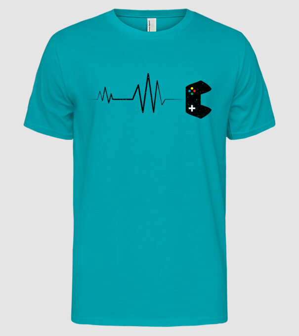 Gamer Ritm cardiac model turcoaz pe tricou