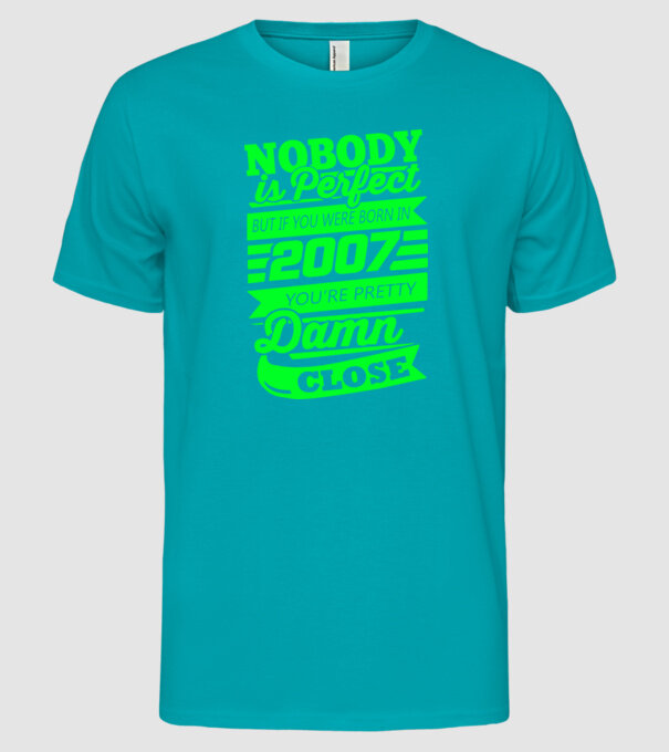 Nobody is perfect - Born in 2007 model turcoaz pe tricou