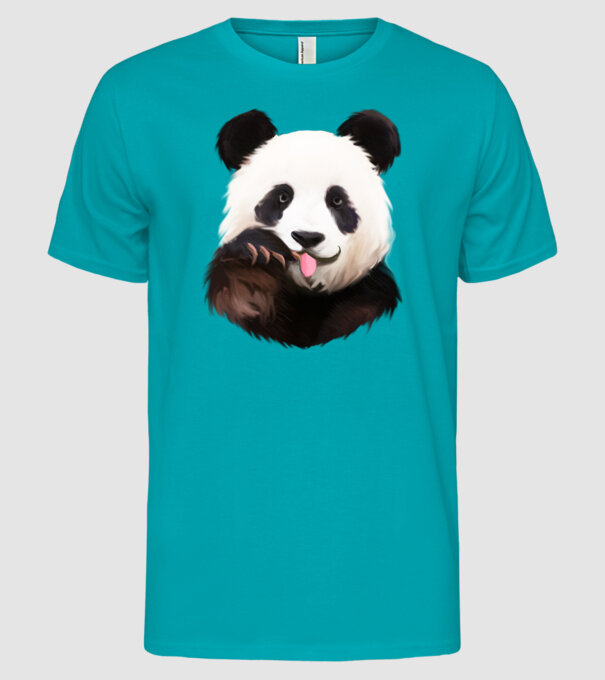Panda face model turcoaz pe tricou