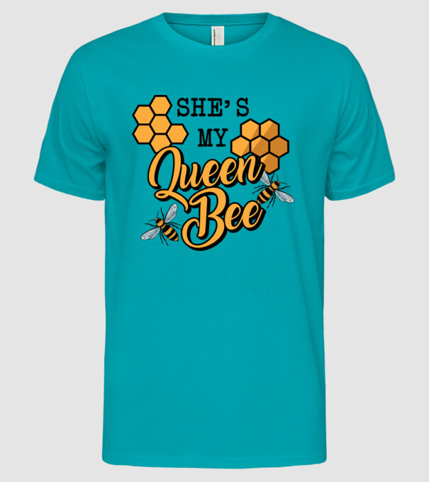Queen Bee model turcoaz pe tricou
