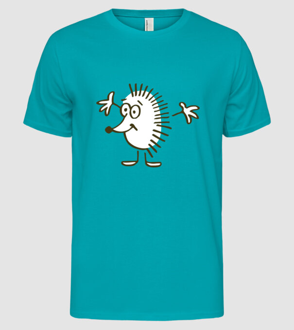 arici model turcoaz pe tricou