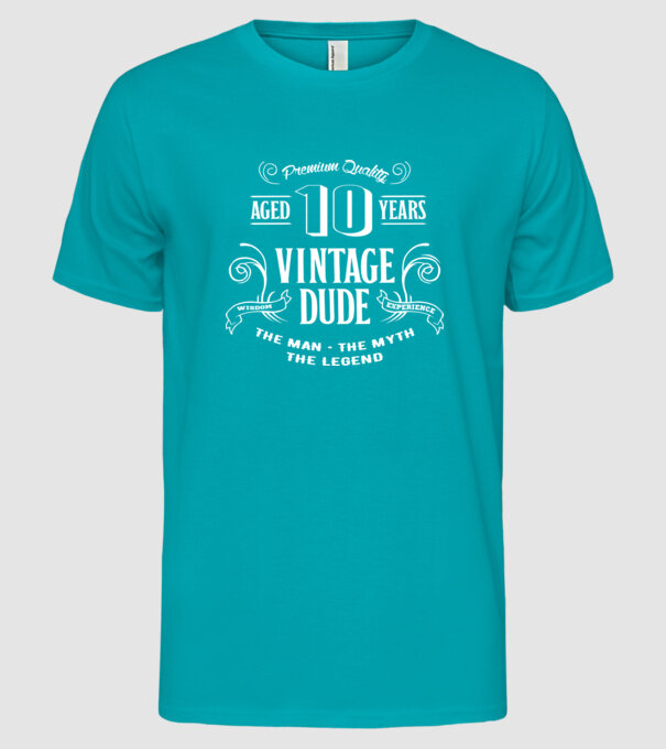Vintage Dude - 10 model turcoaz pe tricou