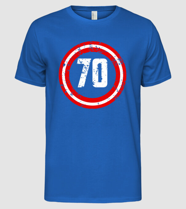 Birthday captain 70 Years old model albastru regal pe tricou