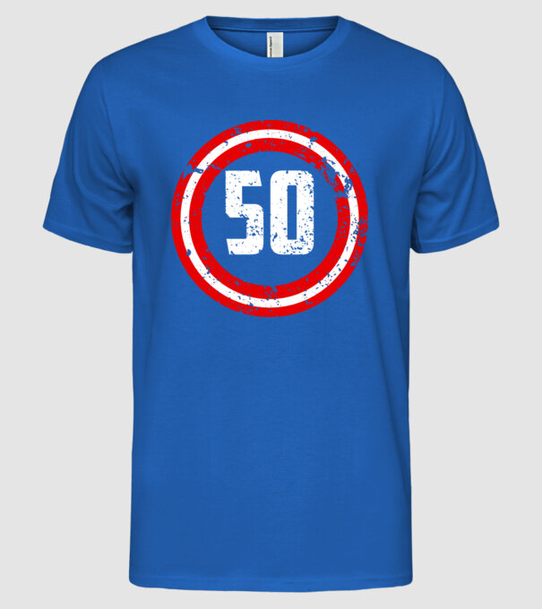 Birthday captain 50 Years old model albastru regal pe tricou