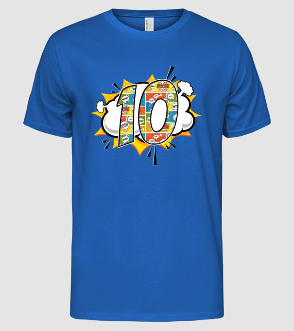 Birthday Comic Number 10 model albastru regal pe tricou
