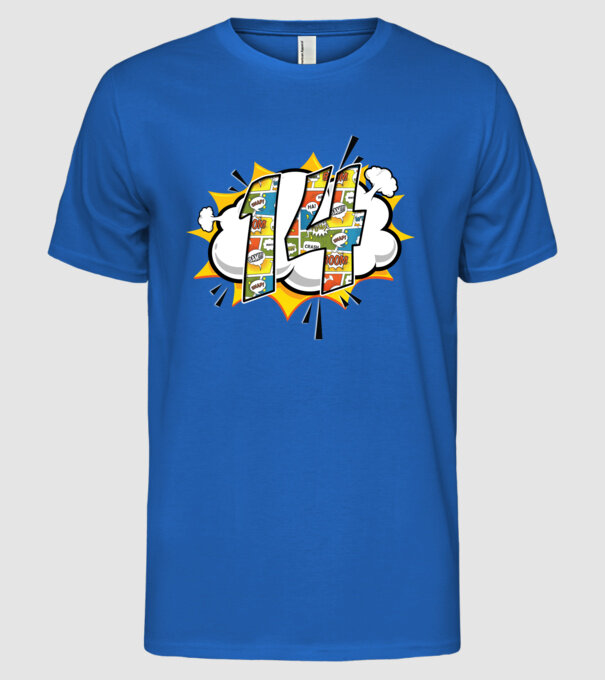 Birthday Comic Number 14 model albastru regal pe tricou