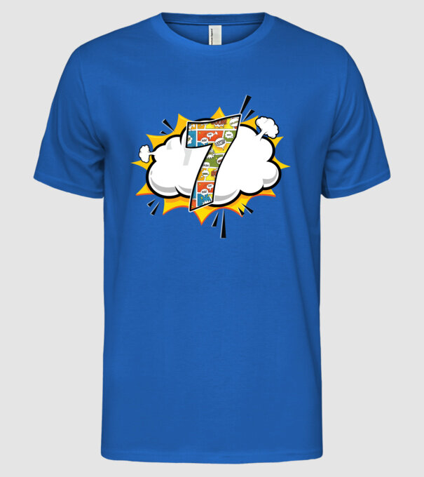 Birthday Comic Number 7 model albastru regal pe tricou