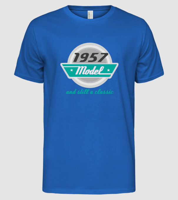 Model and still a classic - 1957 model albastru regal pe tricou