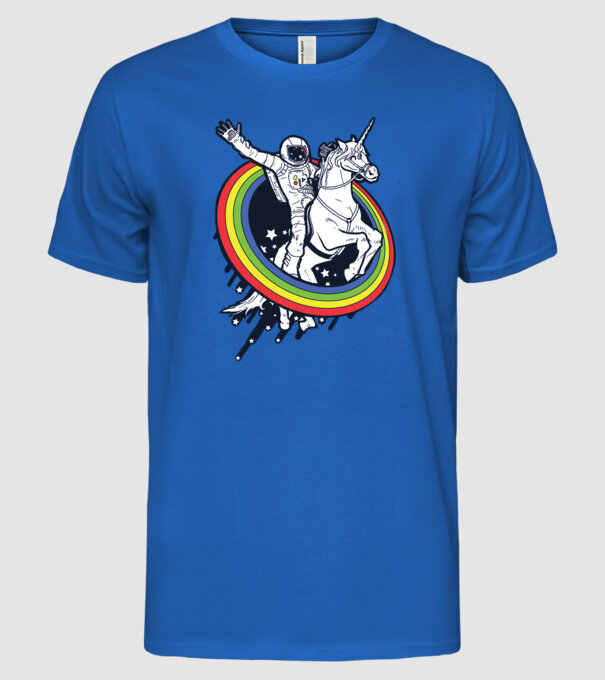 Unicorn Spaceman model albastru regal pe tricou