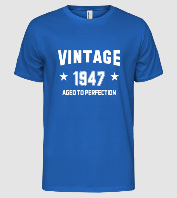 Vintage - 1947 model albastru regal pe tricou