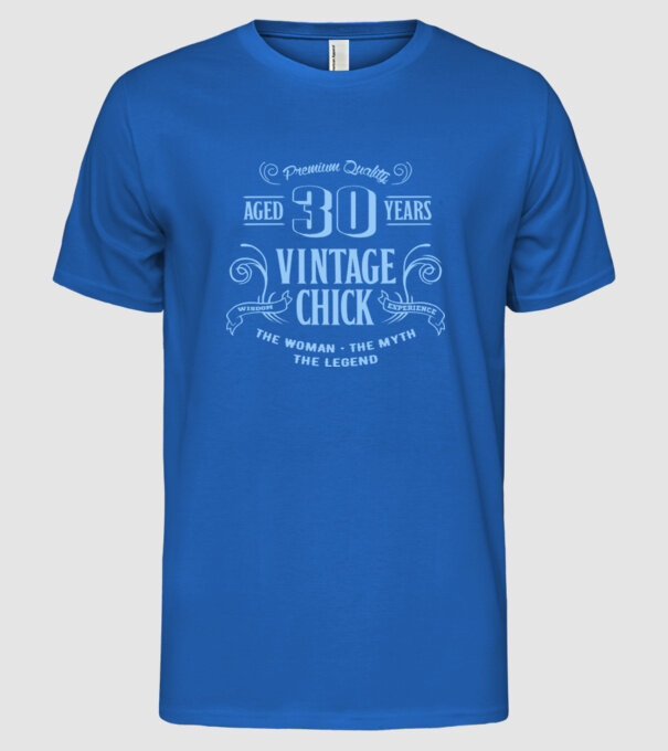 Vintage chick - 30 model albastru regal pe tricou