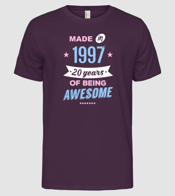 Made in - 1997 model mov pe tricou