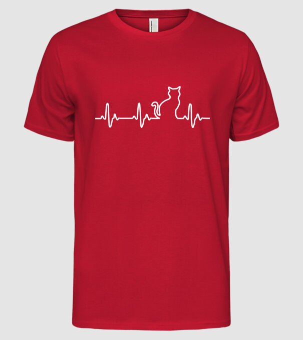 cat ekg model roșu pe tricou