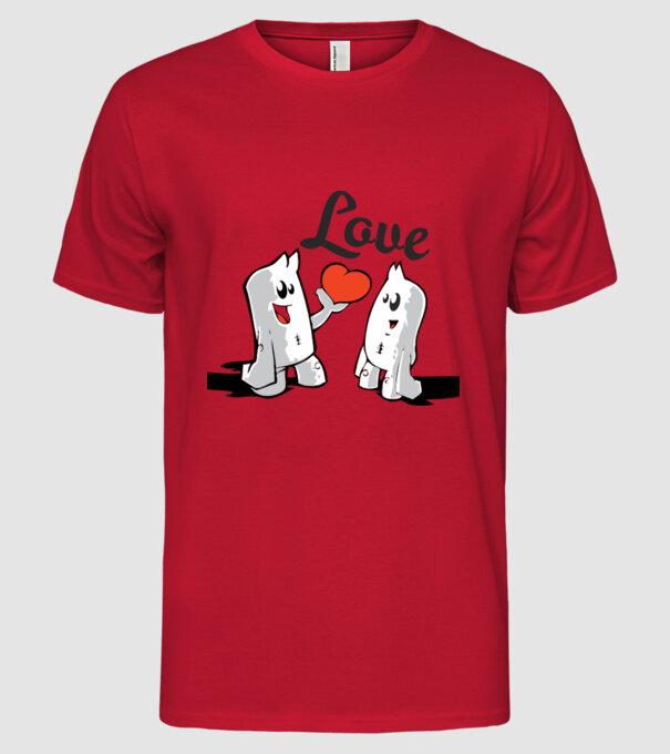 dragoste interesantă model roșu pe tricou