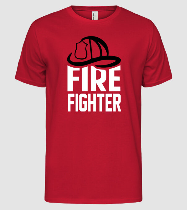 Fire fighter model roșu pe tricou