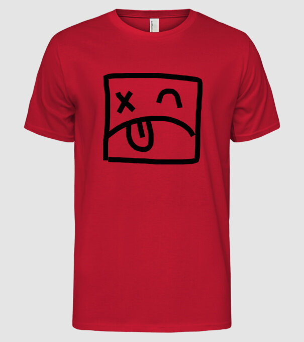 model roșu pe tricou