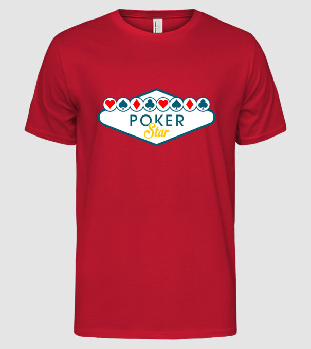 Star Poker model roșu pe tricou