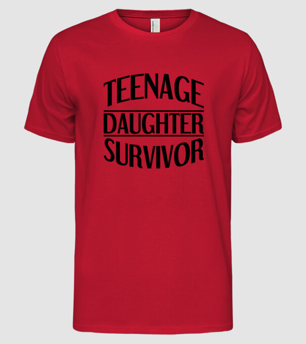 teenage daughter survivor model roșu pe tricou