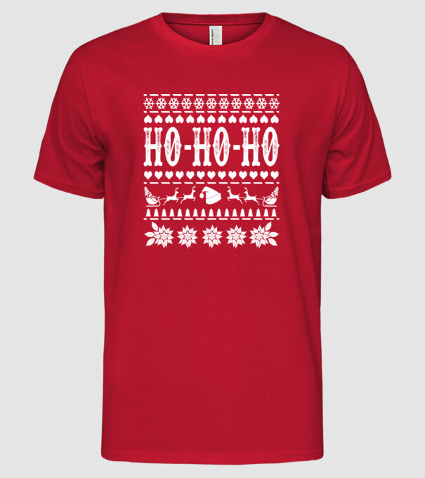 Ugly sweater hohoho model roșu pe tricou