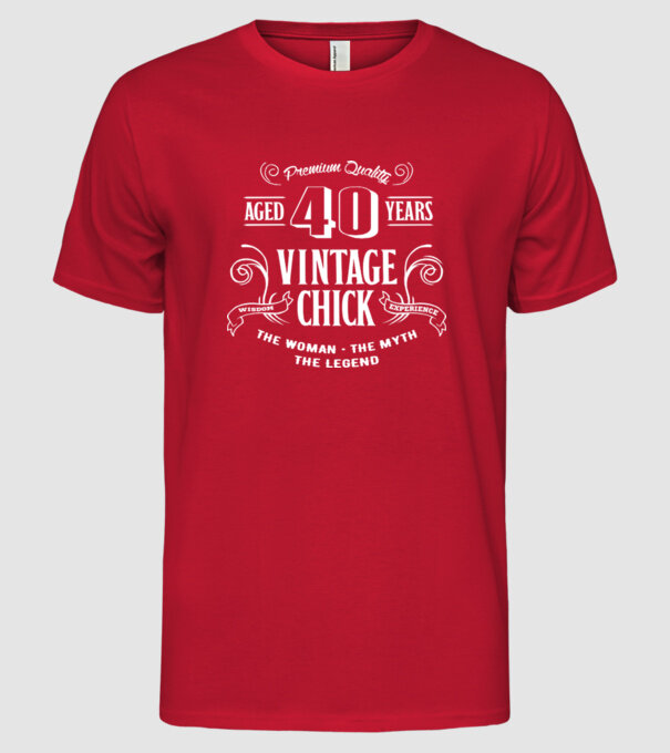 Vintage chick - 40 model roșu pe tricou