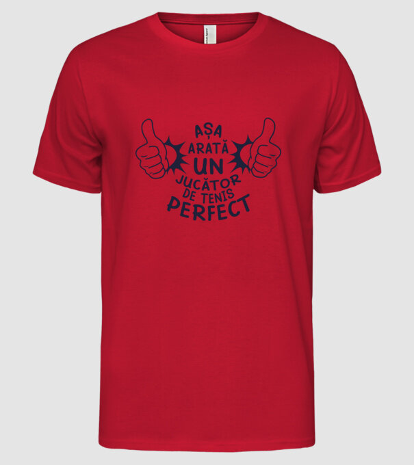Așa arată un JUCĂTOR DE TENIS perfect model roșu pe tricou