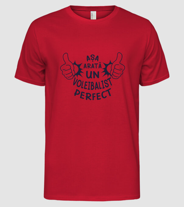 Așa arată un VOLEIBALIST perfect model roșu pe tricou