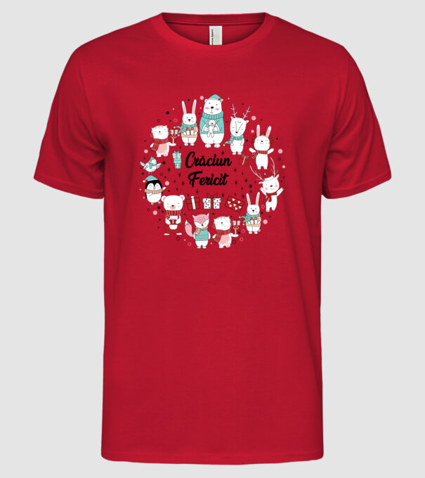 Crăciun Fericit model roșu pe tricou