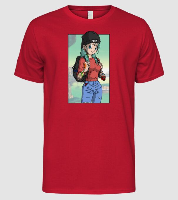 dragon ball bulma model roșu pe tricou
