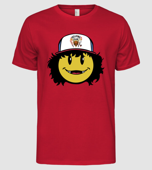 dustinhappyface model roșu pe tricou