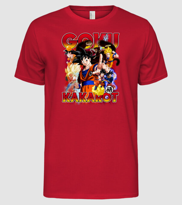 goku dragonball model roșu pe tricou