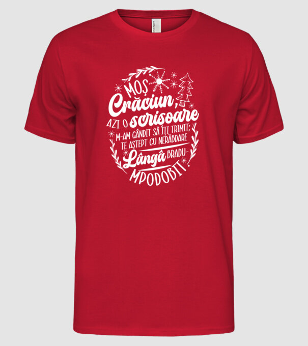Moş Crăciun model roșu pe tricou