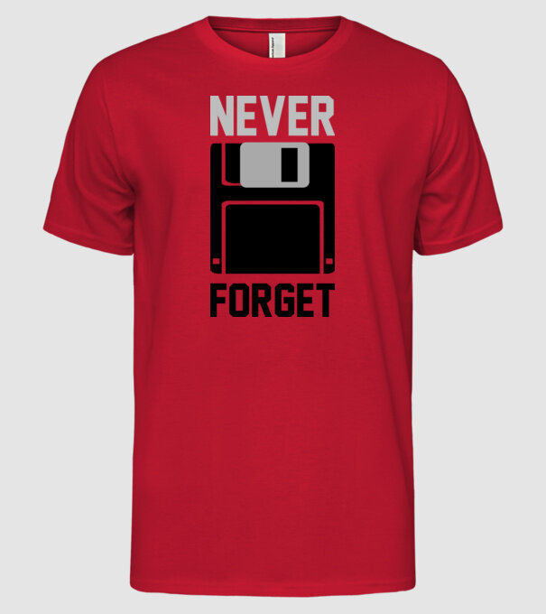 Never Forget model roșu pe tricou