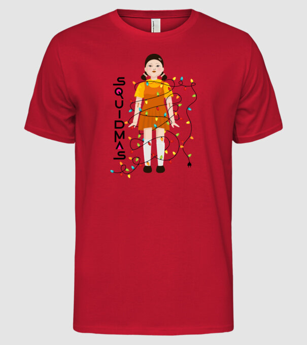 squidmas girl model roșu pe tricou