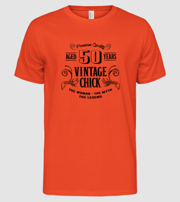 Vintage chick - 50 model portocaliu pe tricou