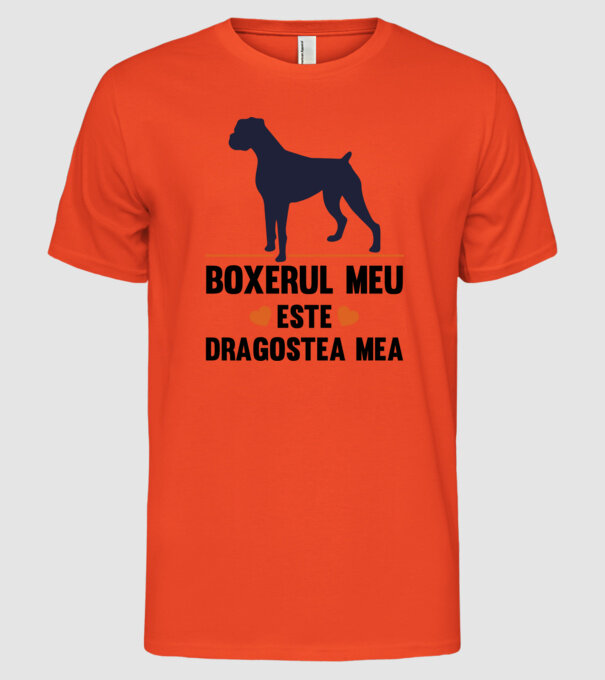 boxerul meu este dragostea mea model portocaliu pe tricou